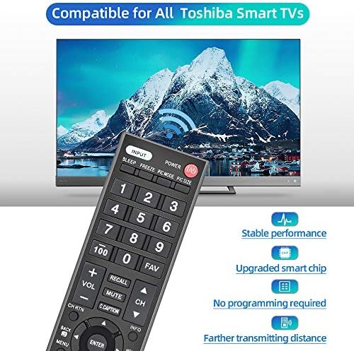 GVIRTUE TOMENTAL CONTROL DE TEMOARE Universal Înlocuire compatibilă pentru Toshiba TV/ HDTV/ LCD/ LED, CT-90325 CT-90326 CT-90329