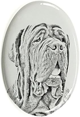 Mastino Neapolitano, piatră funerară ovală din plăci ceramice cu imaginea unui câine