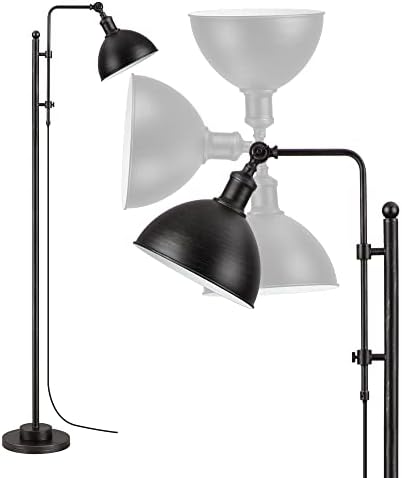 Lampa de podea industrială EDISHINE, înălțime reglabilă și cap cu întrerupător rotativ, lampă de citire rustică în finisaj