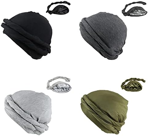 4 Piese Halo Turban Durag pentru bărbați Vintage Twist cap Wraps Stretch Turban Durag Modal pălărie pentru bărbați băieți