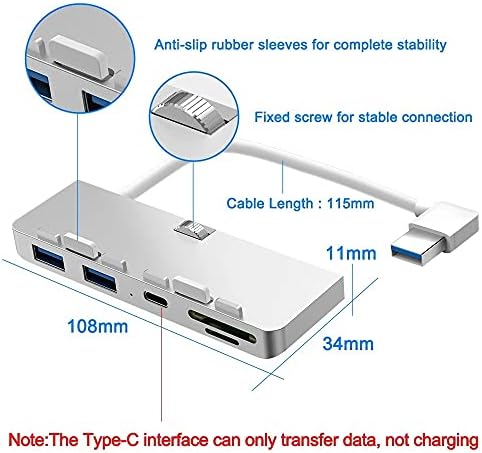 Wpyyi multifuncțional USB Splitter din aliaj de aluminiu USB 3.0 Hub Adaptor Splitter cu cititor de carduri SD/TF