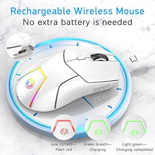 Mouse Wireless FMOUSE pentru Laptop, Mouse Bluetooth Ergonomic cu mod triplu 4000 dpi USB-C mouse silențios reîncărcabil pentru