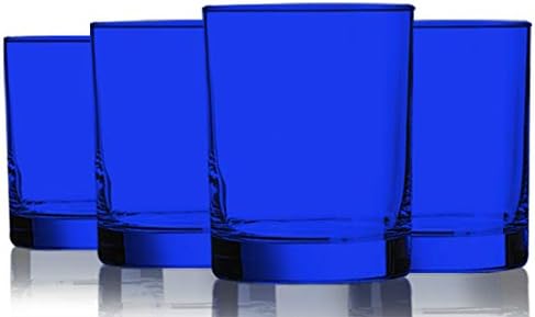 TableTop Regele cobalt albastru colorat băutură Aristocrat dublu Ochelari de modă veche-12 oz. set de 4-culori vibrante suplimentare