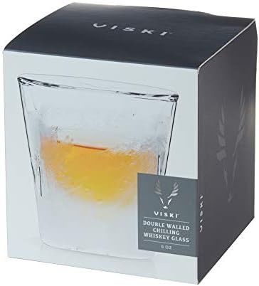 Sticlă de whisky Viski Glacier, sticlă de whisky răcită cu pereți dubli, Gel de răcire Activ, 6 uncii, sticlă transparentă,