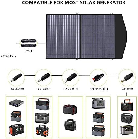 Allpowers SP027 panou solar pliabil 100W, kit de panou Solar portabil IP66 cu ieșire MC-4, Modul de eficiență 22% pentru Camping