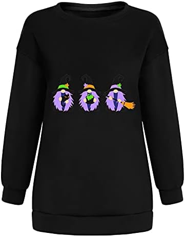 Femei Bluze Halloween drăguț imprimare echipajul gât Maneca lunga Topuri Casual Se potrivesc tricou Pulover Tricouri