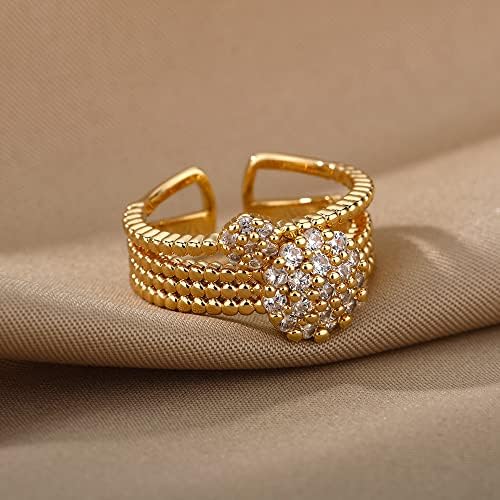 Cercul de zircon Oyalma Inele deschise pentru femei Crystal Gold Finger Finger Reglabil Nuntă Valentine Bijuterii-88998