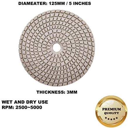 Patiere de lustruire cu diamante umede și uscate de 125 mm/5 pentru beton, terrazzo, pietre- calitate premium