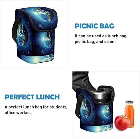 GUEROTKR cutie de prânz pentru femei, cutie de prânz pentru bărbați,geantă mică de prânz, model univers galaxy blue planet