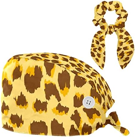 șapcă de lucru reglabilă yoyoamoy cu buton de bumbac cu bandă de bumbac cu bandă galbenă leopard șablon chirurg pentru femei