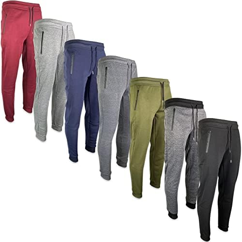 Riverblue pentru bărbați, pantaloni de pulover cu fermoar, cu buzunare cu fermoar, manșete elastice și cordon de frânghie
