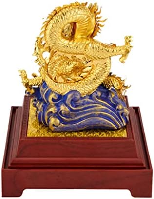 Xdkll Fengshui Dragon 24k Folia de aur Chineză Geomancy Gold Dragon Statuie Figurină pentru noroc și decorare de succes