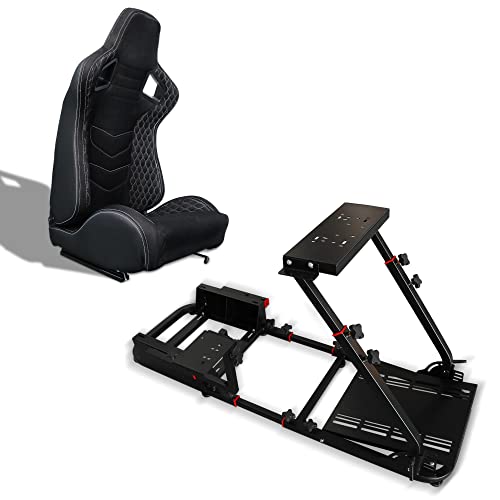 Modauto Cockpit simracing Stand de simulare pentru jocuri pliabil cu spătar sport sau Semi-spătar compatibil cu Logitech G25 / G29 / G27 / G920