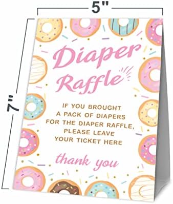 JCVUK Baby Shower jocuri, 1 scutec tombola permanent semn cu 50 Scutec tombola bilete, Donut Dragoste Tema Babyshower partid decoratiuni si consumabile pentru Băieți sau fete