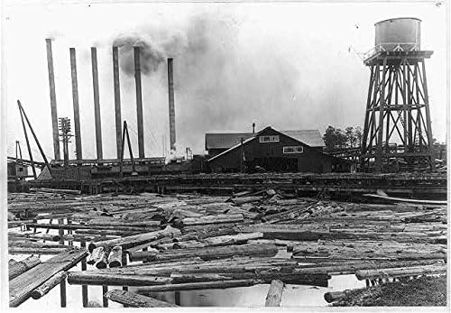 HistoricalFindings Foto: W.L. Co. Mill, ft. Bragg, California, CA, fabrici de cherestea cu bușteni în apă, cherestea