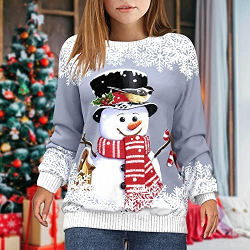 Shusuen & nbsp; femei drăguț amuzant Snowman Bluze Crăciun fericit Grafic Vrac FitPullover Topuri Maneca lunga Tricouri Imprimate