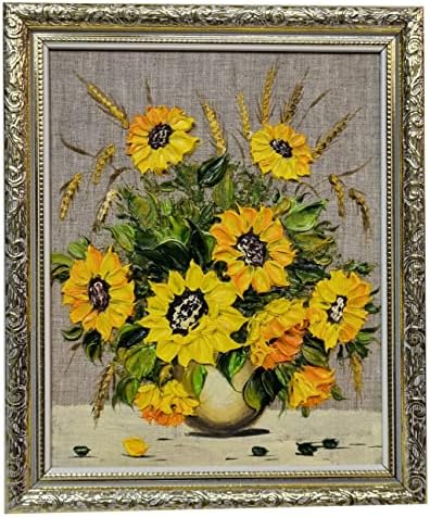 Buchet de floarea soarelui pictat manual cu pânză 3D