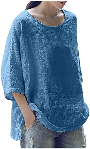 Plus Dimensiune ușoare Topuri pentru femei rotund gat 3/4 maneca Bluza solide vrac se potrivi Tricouri Costume de baie acoperi