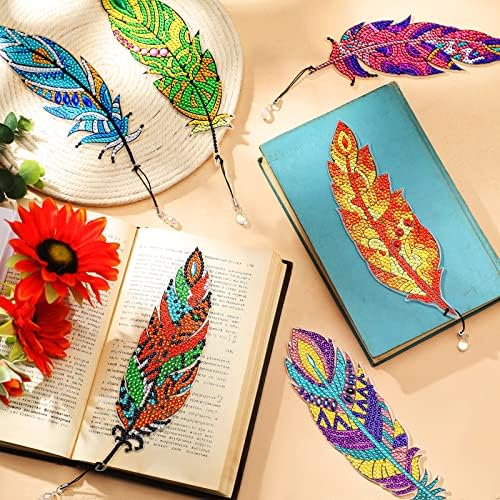6 pachete 5d Pictură cu diamante Bookmarks DIY Bookmarks cu ciucuri Crystal Rhinestone Pandantiv Bookmark Art Art Art Kits pentru adulți pentru copii Crafturi pentru copii