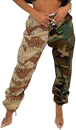 Femei Camo Pantaloni de marfă Camuflage Armată Fatigă Panouri de jogger cu talie înaltă plus dimensiune