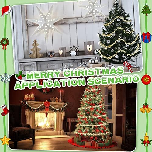 Bbto 33 ft Crăciun limpede iridiscent și auriu ghirlandă cu margele mari de răsucire pentru arbori de Crăciun Crystal Ghirland
