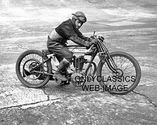 1925 Vintage Norton Motorcycle High Bank Racing Bert Denly 16x20 Foto