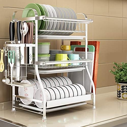 Rack de depozitare KMMK Potrivit pentru bucătărie pentru birou pentru casă de living ， raft pe 3 niveluri din oțel inoxidabil,