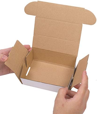 Wicci 50 cutii de hârtie ondulată 6x4x2, pentru transport, Ambalare și mutare, alb în exterior și galben în interior