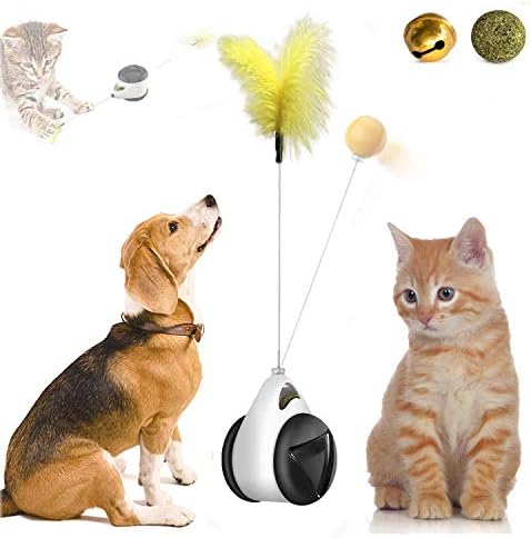 Jucării pentru pisici pentru pisici de interior, jucărie interactivă pentru pisoi cu role cu pene de pisică balanță pentru