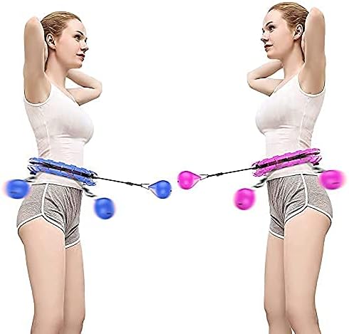 Cercuri inteligente hula ponderate pentru adulți pierdere în greutate, 24 de secțiuni ușor detașabile cu minge auto-filare,