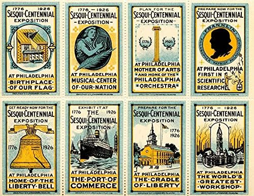 Sesqui-timbre de expoziție Centenară-Americana-Bloc de 8 Timbre