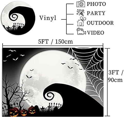 Halloween dovleac lună plină fotografie fundal pentru Coșmar înainte de Crăciun tematice petrecere Decor vinil 5x3ft fotografie