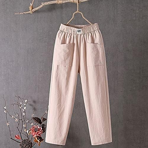 Pantaloni LENSSE pentru femei cu talie înaltă elastic Picior Larg Loose Fit M-3XL cu buzunare pantaloni lungi solizi