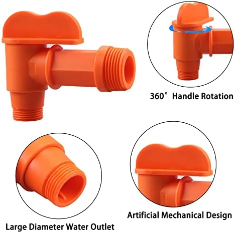 GWENBHMTOOL tambur robinet 3/4 baril masculin robinet pentru plastic sau oțel tobe durabil portocaliu polietilenă înlocuire