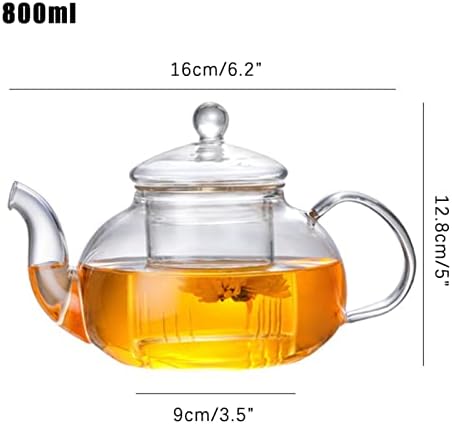 Ceainic de sticlă rezistent la căldură Teapot transparent ceai de ceai parfumat ceai portabil
