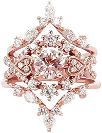 2023 noi bijuterii complete accesorii inel de aur din trei piese cu diamante Inele de trandafir en Inele femei
