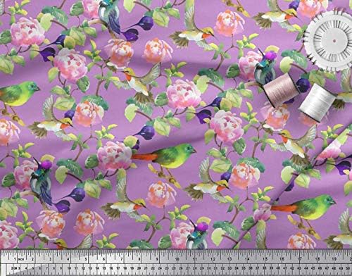 Soimoi bumbac Jersey Fabric frunze, florale & amp; colibri pasăre imprimare Fabric de curte 58 Inch larg