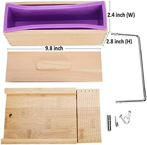 Set de săpun verde emergent - kit de matrițe de săpun - pâine dreptunghiulară flexibilă cu cutie de săpun din lemn - tăietor
