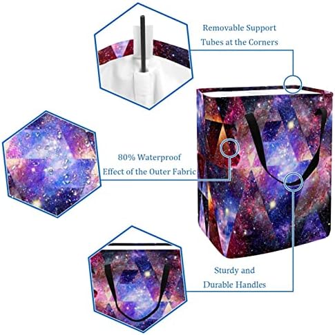 Galaxy Nebula Starry Geometric Universe Sky Print coș de rufe pliabil, 60L coșuri de rufe impermeabile coș de spălat haine