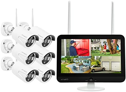 Cameră de securitate wireless XMarto 2K QHD, 10ch 4K HD NVR cu ecran HD de 12,1 și 6x 2K Sistem de camere de securitate WiFi