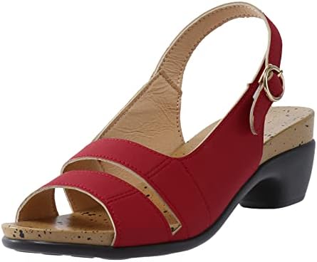 Sandale confortabile Gufesf pentru femei, femei Sandale elegante cu pană confortabilă cu un nivel scăzut de călcâie joasă