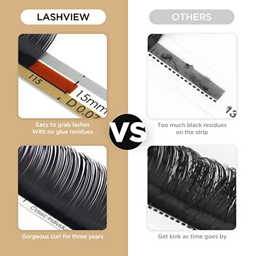 LASHVIEW Rusă volum Lashes 0.03 mm grosime CC Curl 8-15mm Mix tava faux nurca individuale genelor extensie moale semi-permanente