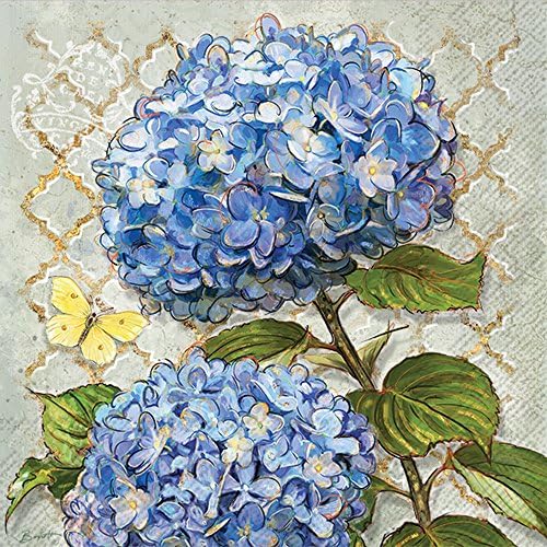 Sărbătoriți acasă șervețele de Cocktail din hârtie cu 3 straturi florale, flori albastre de moștenire, 20 de numere