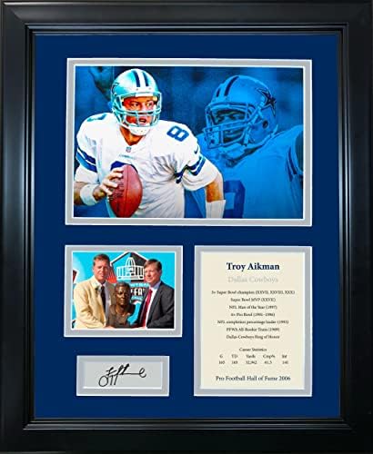 Încadrat Troy Aikman Hall of Fame Facsimile Laser Gravat Semnătură Auto Dallas Cowboys 12 x15 Colaj foto