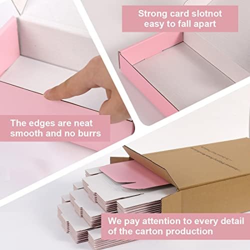 Ougebox 8x5. 5x1. 6 inch Cutii de transport pentru afaceri mici, Set de 30, Cutii de carton ondulat din carton roz, pentru