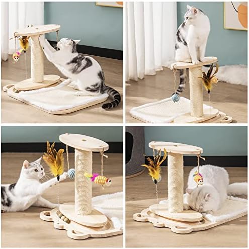 Jucărie pentru pisici jucărie turnantă cu 1 strat cu minge pentru pisici cu băț de pene, jucărie interactivă pentru pisoi cu