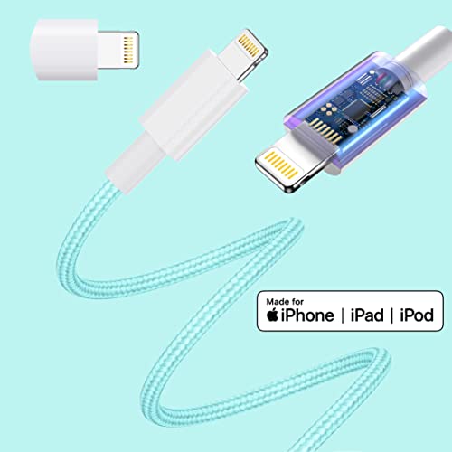Charger iPhone Nylon Cordon Cord 4Colors Lightning Cable [4-Pack 6ft] Certificat Apple MFI pentru încărcătorul Apple, iPhone