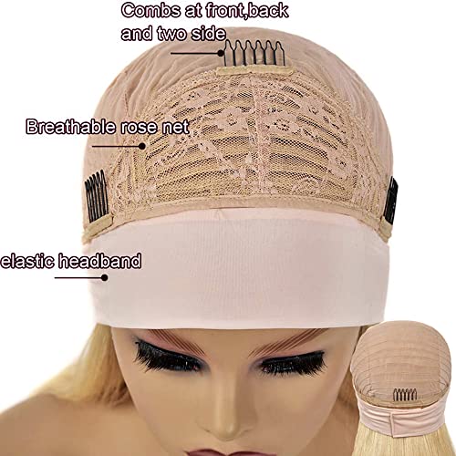 Perucă cu bandă Blondă de 16 Inch păr uman perucă cu bandă creț perucă cu bandă creț Perucă 613 150% densitate niciuna Dantelă