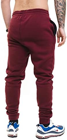 Q -Active Men’s Fleed Jogger conic - pantaloni de pulover confortabil și elegant pentru uzura de zi cu zi cu 3 buzunare