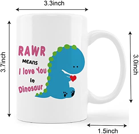 kunlisa Cute Blue Dinosaur Mug Cup, Rawa înseamnă că te iubesc în Dinosaur Ceramic Mug-11 oz cafea lapte ceai Mug Cup, Cadouri